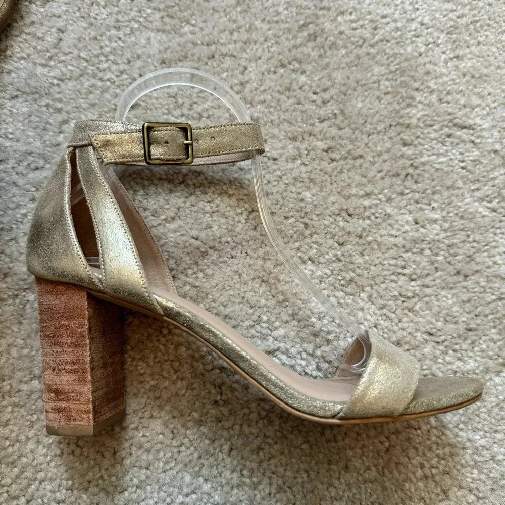 ABLE Elizabeth Ankle Strap Heel in Gold Metallic‎ - Picture 4 of 8